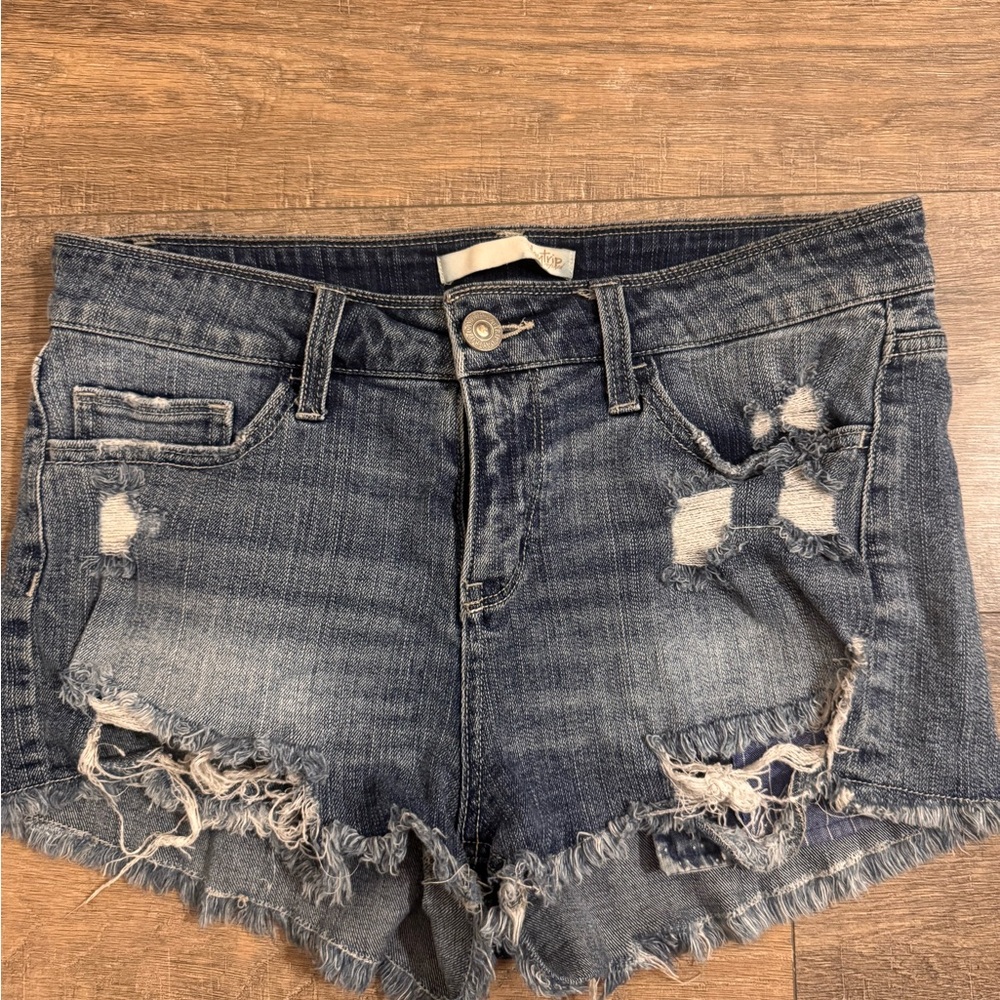Daytrip Blue Distressed Jean Shorts